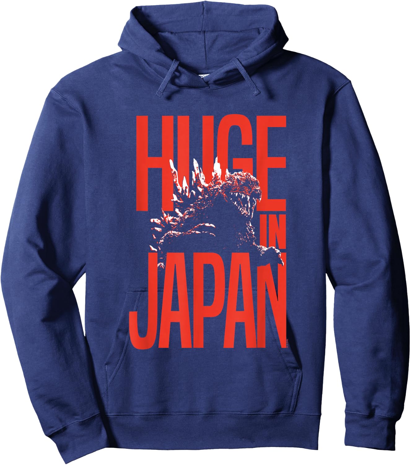 Godzilla Huge in Japan Red Text Monster Movie Hoodie - Hoodie | Navy