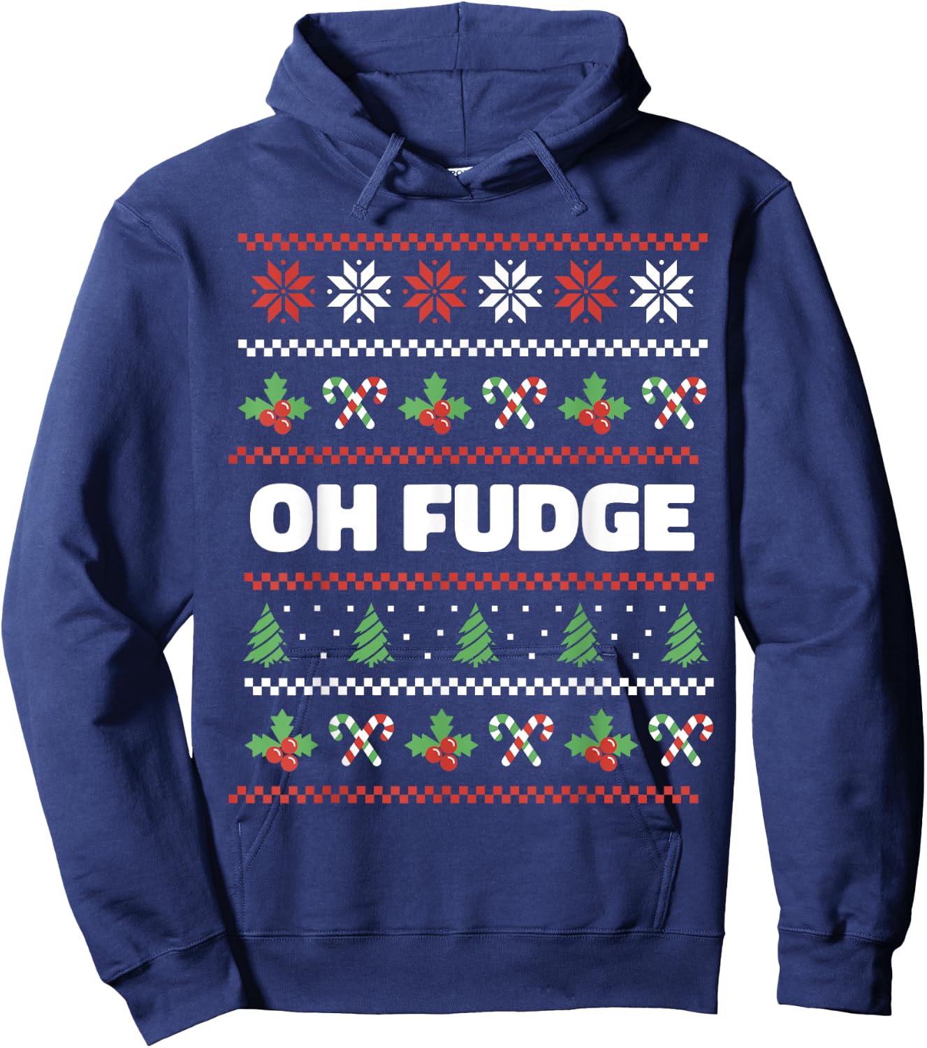 Oh Fudge Ugly Christmas Sweater Hoodie - Hoodie | Navy
