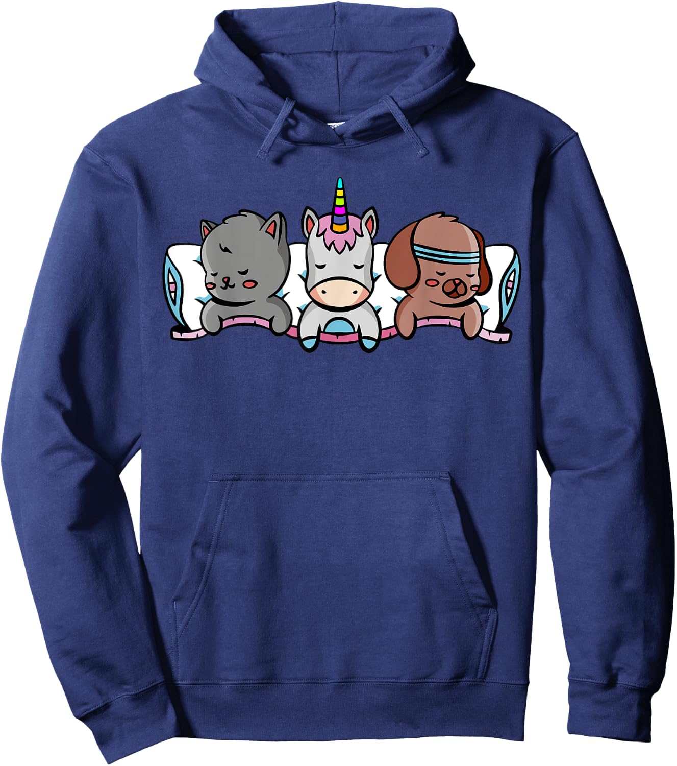 Unicorn Animal Sleeping Kitten Puppy Children Hoodie - Hoodie | Navy