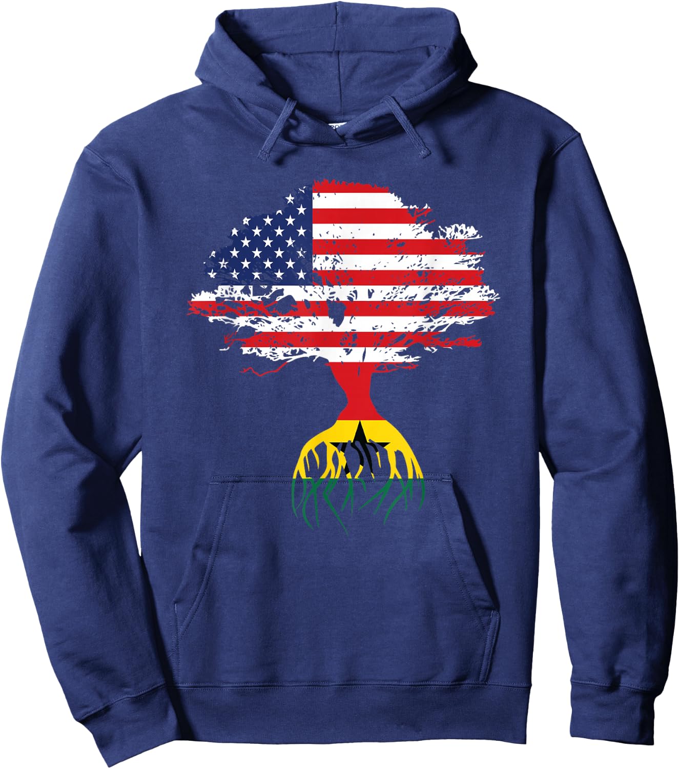 Ghanaian Roots American Flag Ghana Gifts Hoodie - Hoodie | Navy