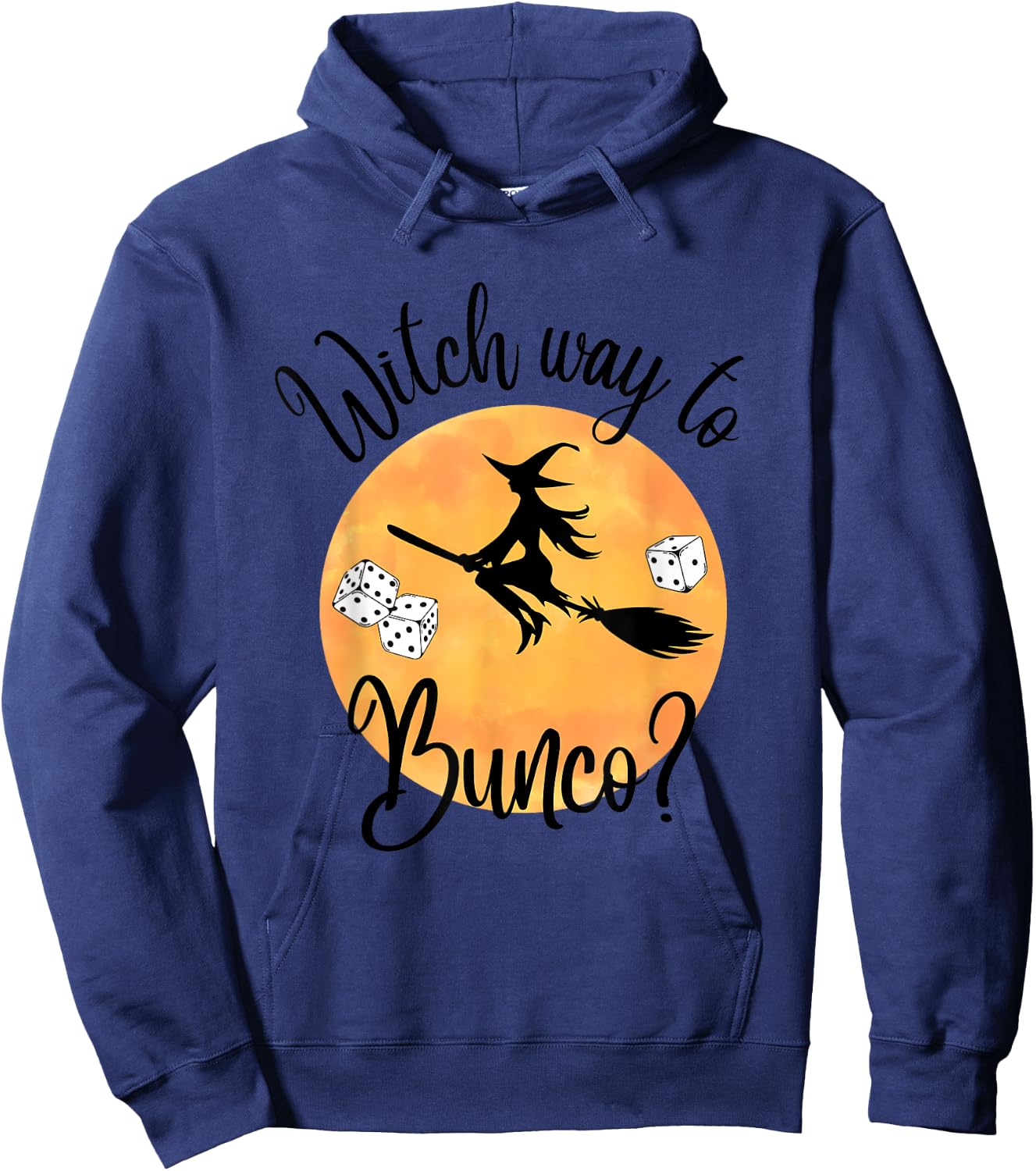Bunco Halloween Witch Way to Bunco Dice Moon Hoodie - Hoodie | Navy