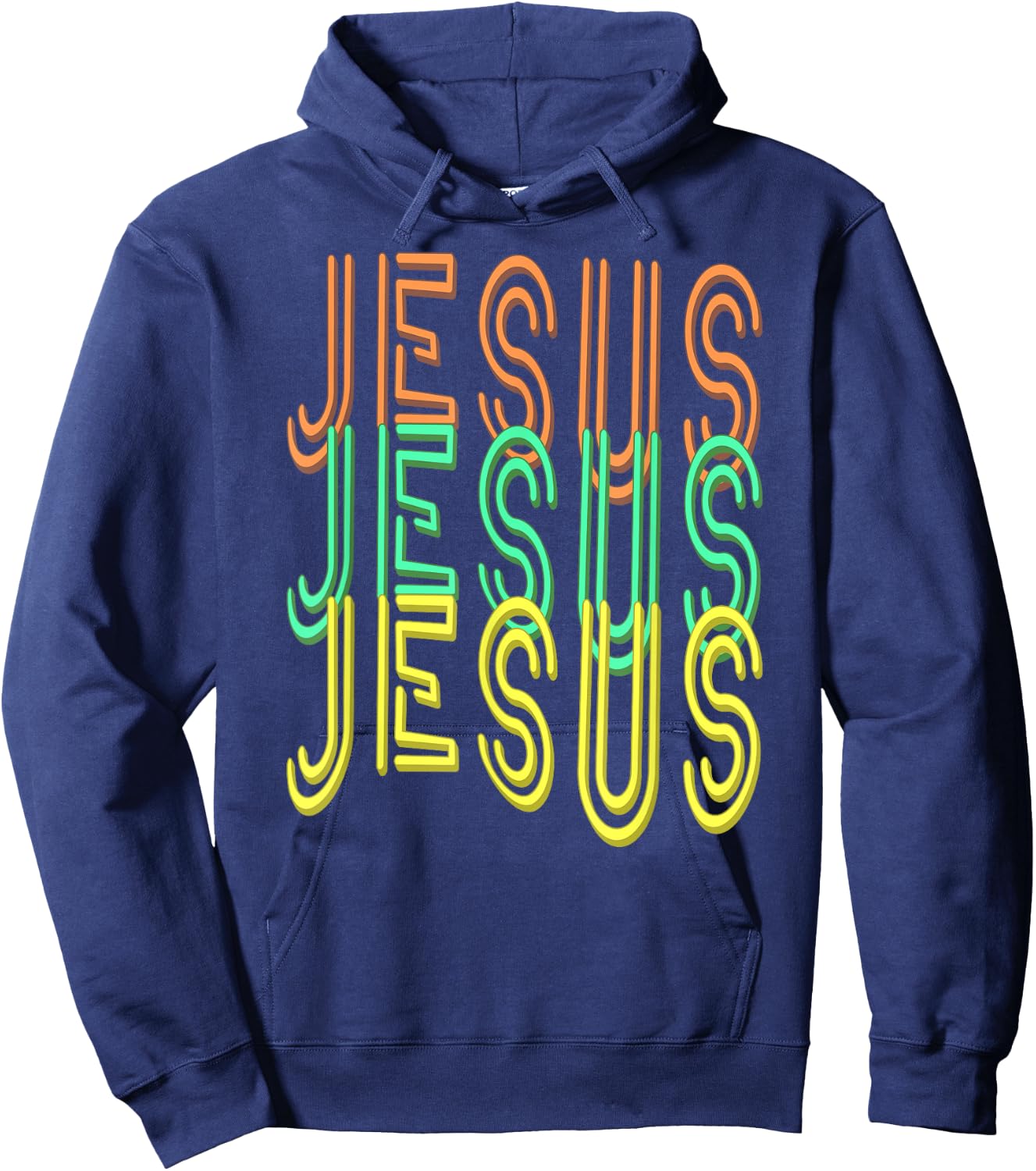 Jesus Jesus Jesus (Simulated Neon Sign Font) Hoodie - Hoodie | Navy