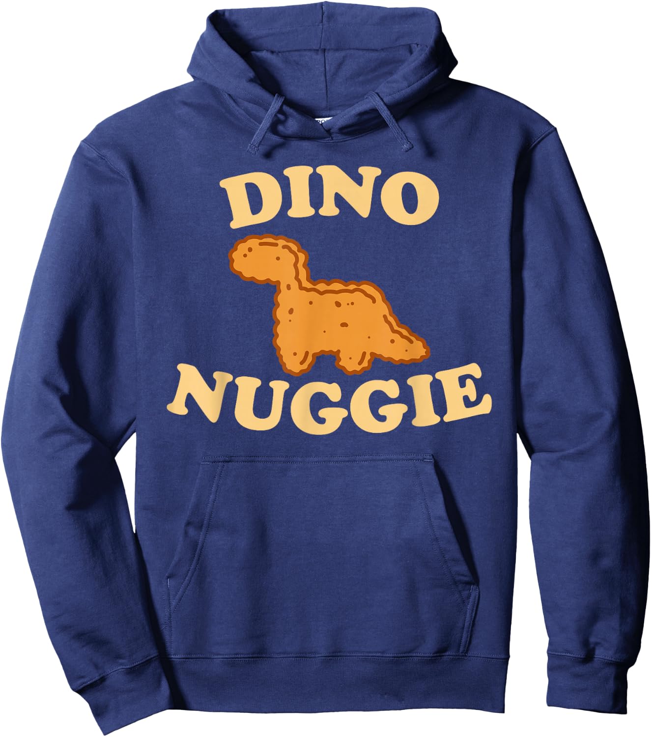 Dino Nuggie Cute Animals Yellow Font Hoodie - Hoodie | Navy