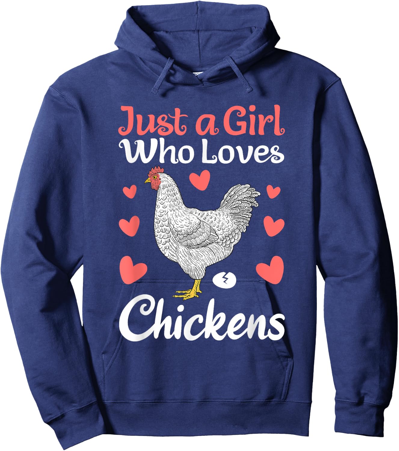 Cool Chicken Design Girls Chicken Farmer Lovers Hoodie - Hoodie | Navy