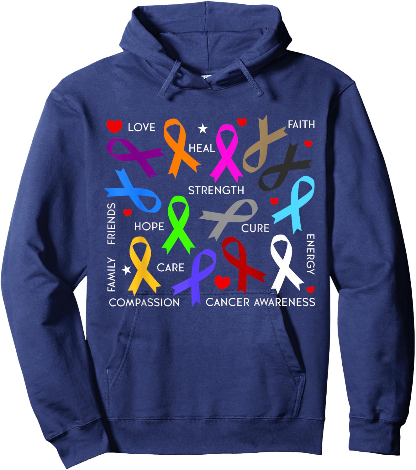 Cancer Awareness - Fight Cancer Ribbons Hoodie - Hoodie | Navy