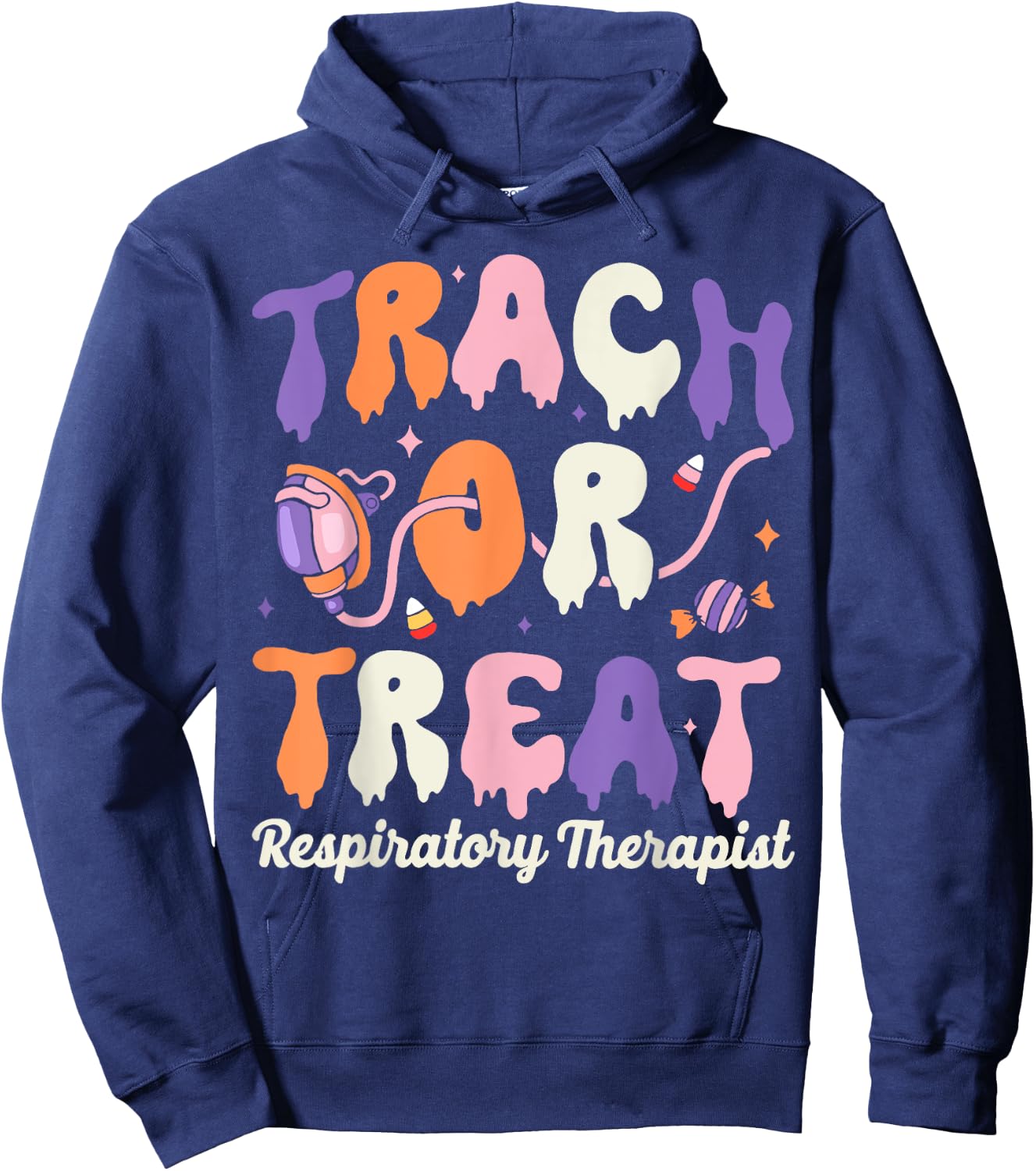 Trach Or Treat Respiratory Therapist Halloween Hoodie - Hoodie | Navy