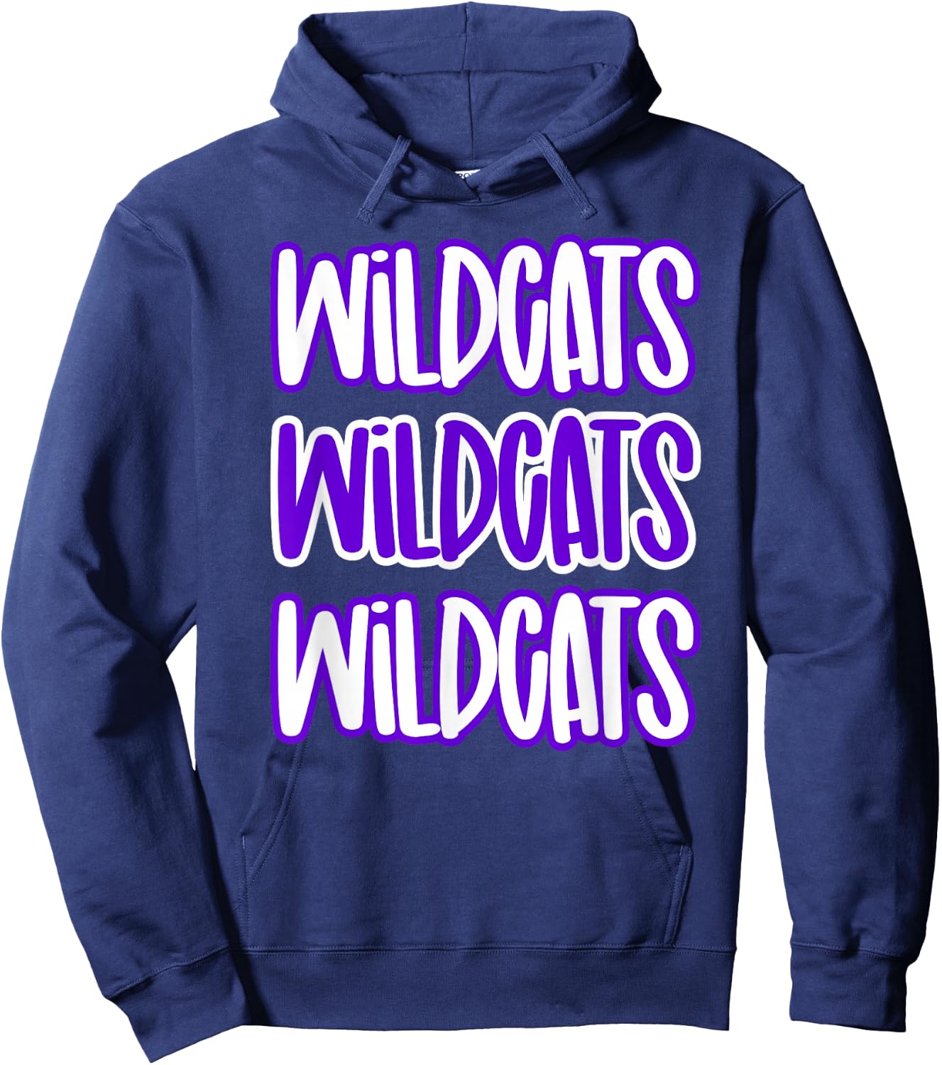 Wildcats Repeating School Spirit Purple White Hoodie - Hoodie | Navy