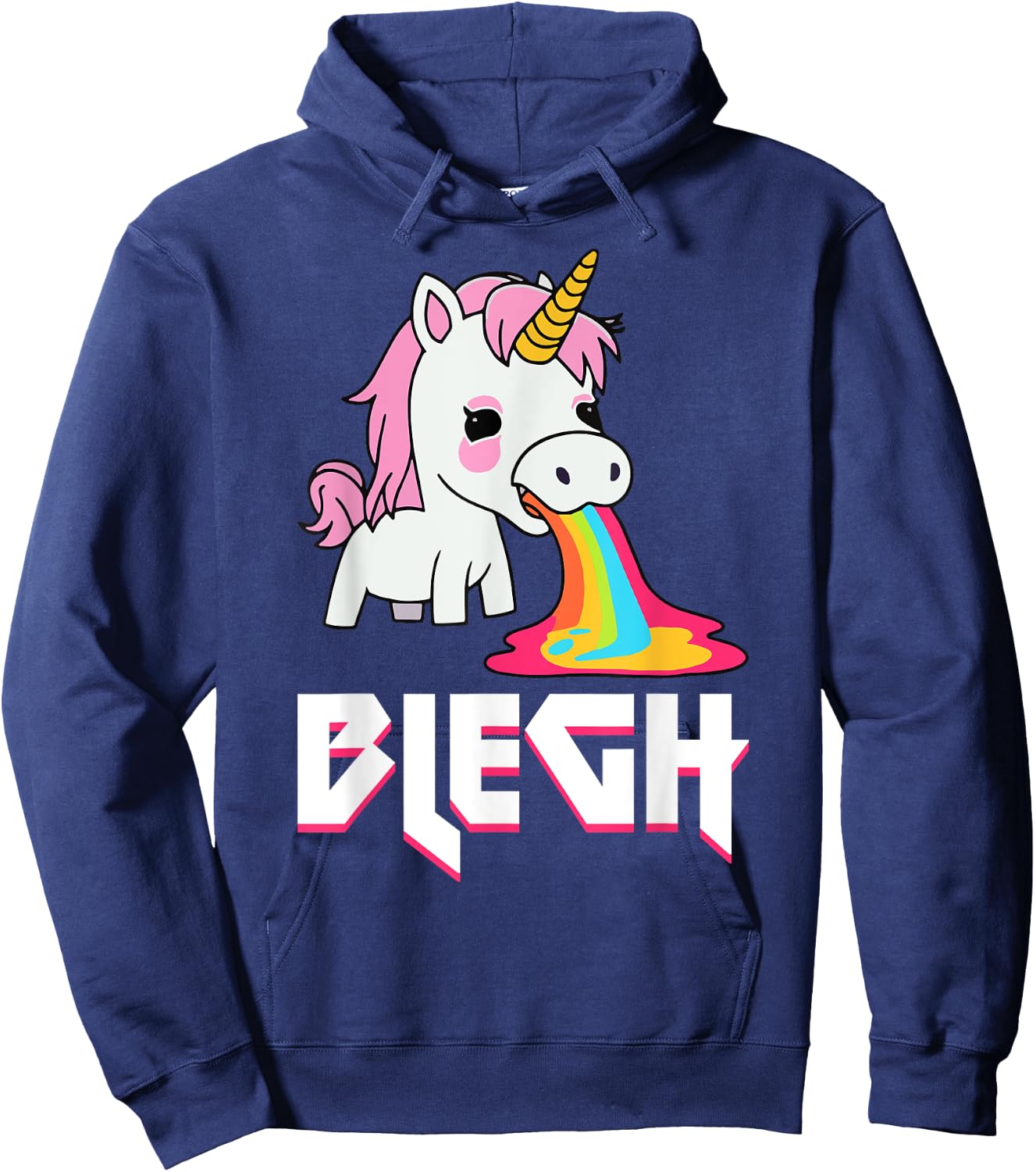 Blegh Heavy Metal Metalcore Unicorn Hoodie - Hoodie | Navy