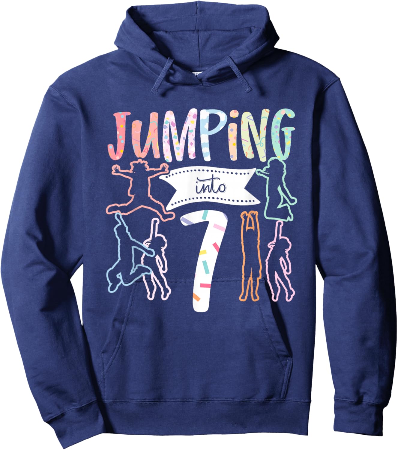 7th Birthday Jumping Into 7 Years Hoodie - Hoodie | Navy