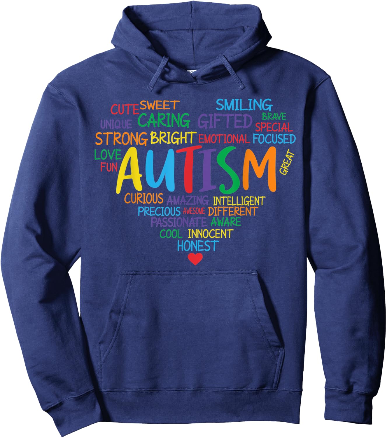 Colorful Autism Heart Autism Awareness Support Hoodie - Hoodie | Navy