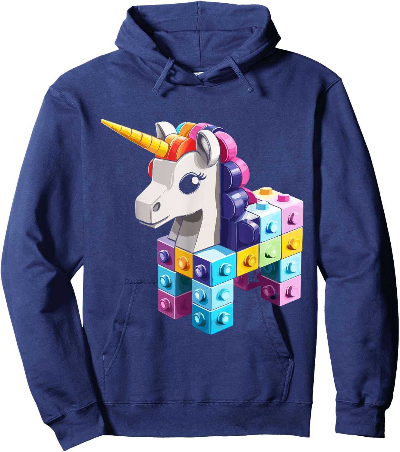 Master Builder Bricks Blocks Play Toys Unicorn Hoodie - Hoodie | Navy