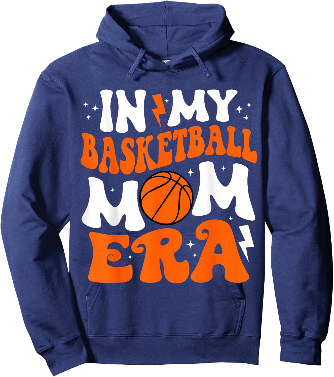 In My Basketball Mom Era Cute Groovy Basketball Hoodie - Hoodie | Navy
