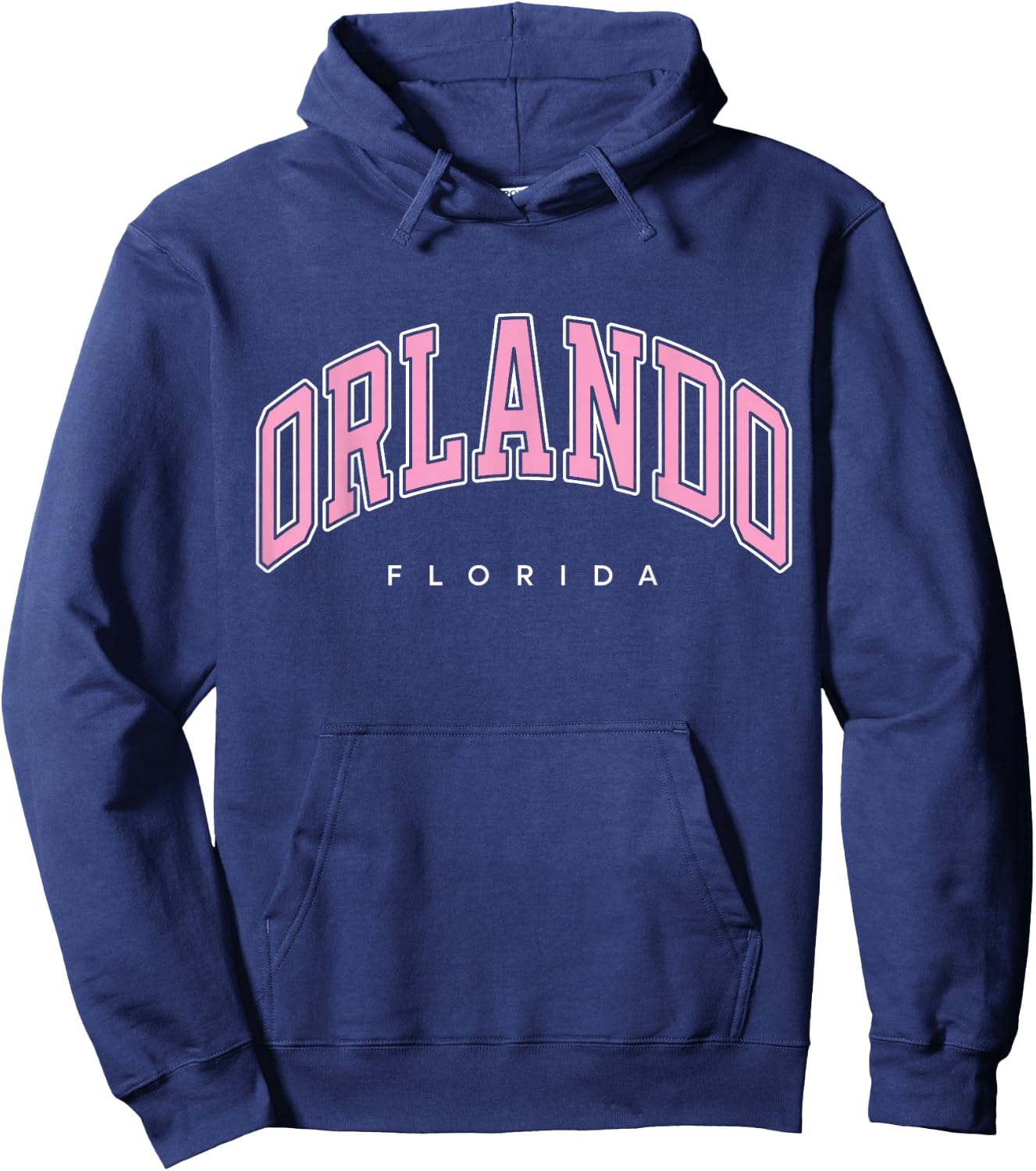 Orlando Florida FL Varsity Style Pink Text Hoodie - Hoodie | Navy