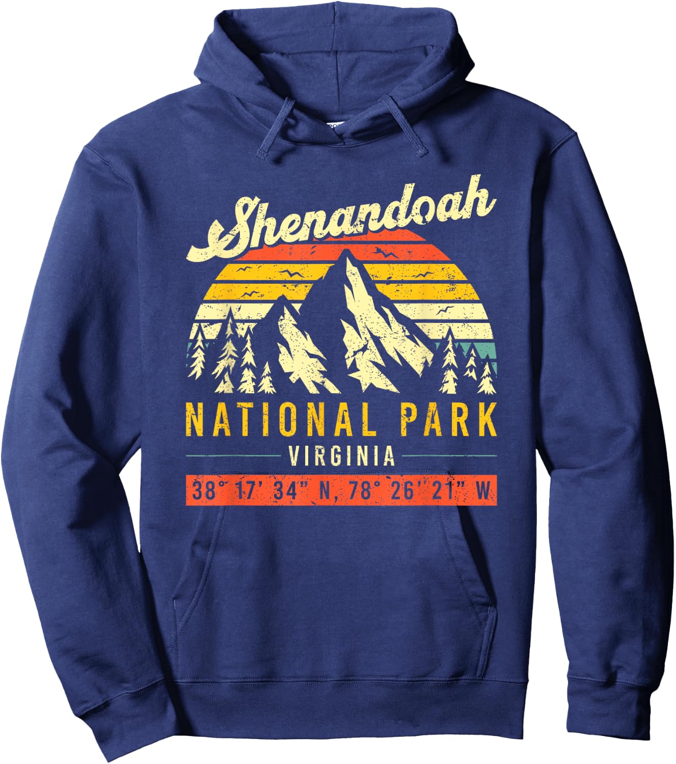 Shenandoah Vintage Retro Virginia National Park Hoodie - Hoodie | Navy