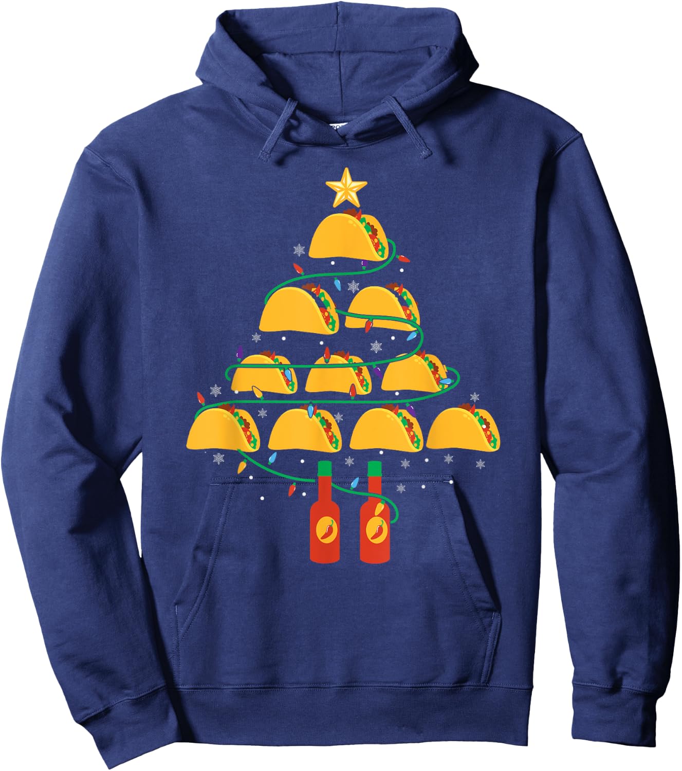 MY TACOS CHRISTMAS TREE Pajama Shirt Xmas Funny Hoodie - Hoodie | Navy
