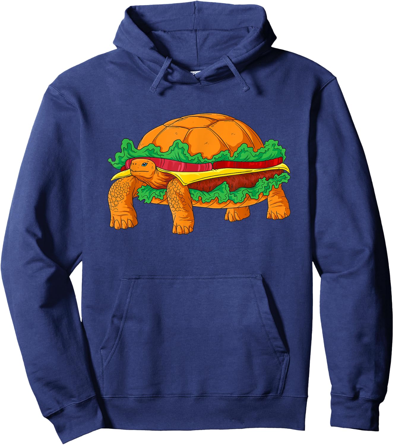 Funny Hamburger Turtle Fast Food Animal Hoodie - Hoodie | Navy