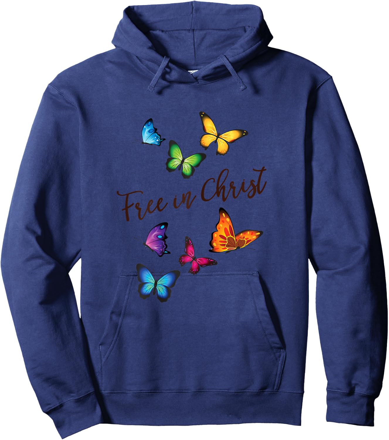Free in Christ Christian Butterfly Hoodie - Hoodie | Navy