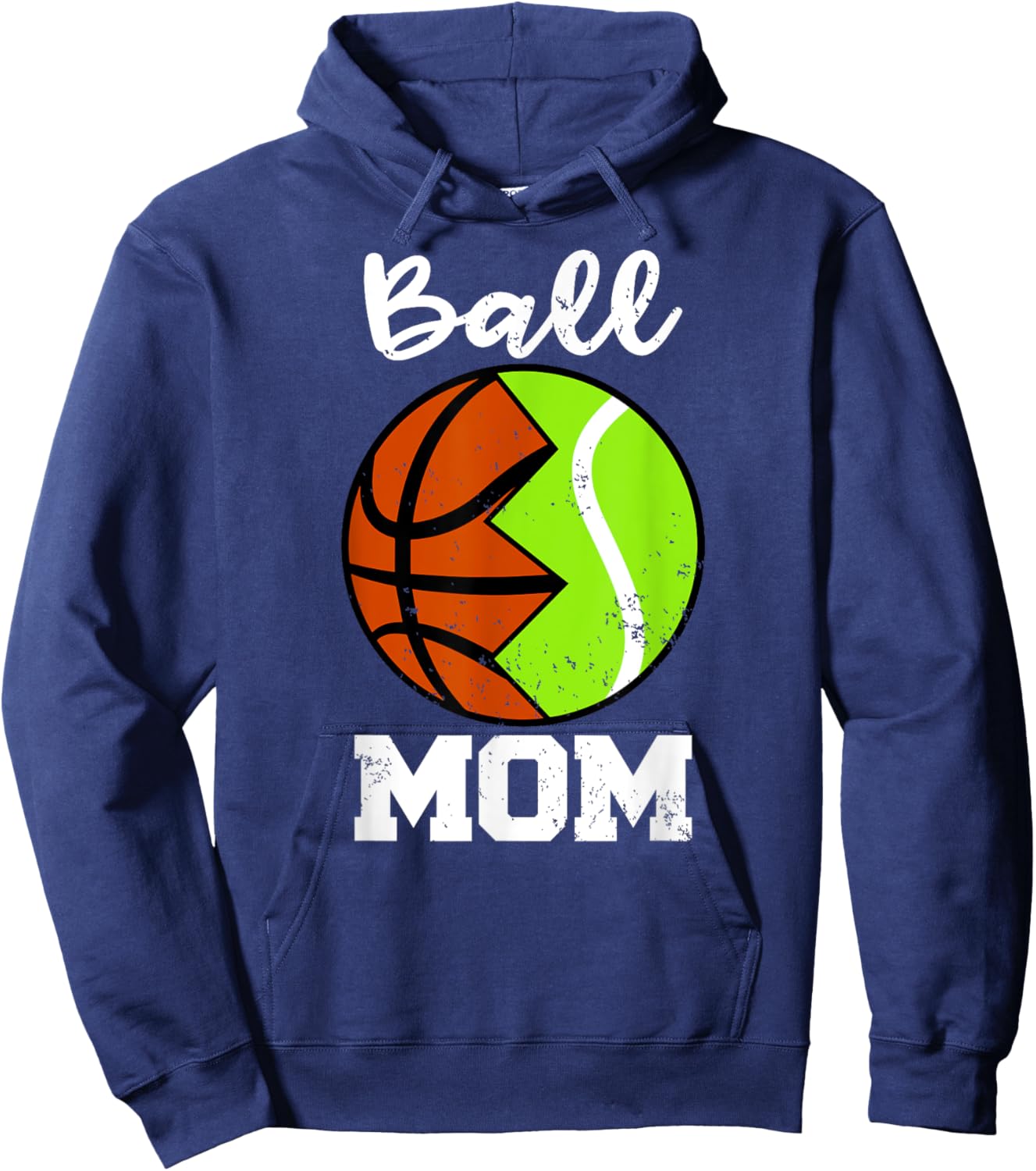 Ball Mom Funny Basketball Tennis Player Mom Hoodie - Hoodie | Navy