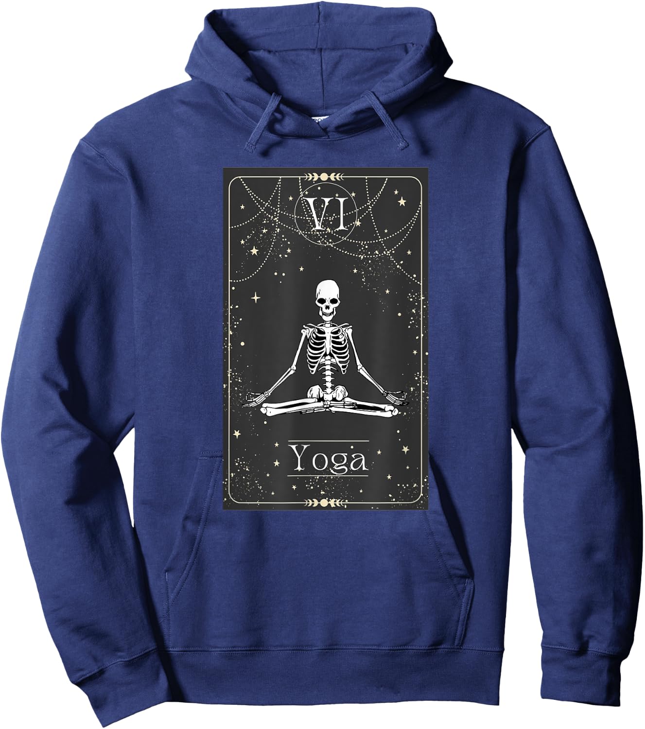 Skeleton Yoga Tarot Card Halloween Hoodie - Hoodie | Navy