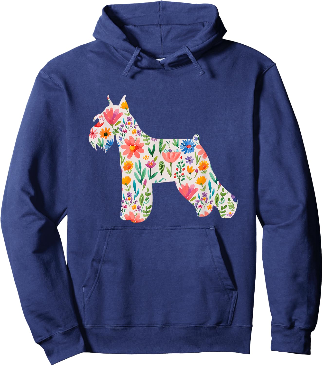 Schnauzer watercolor flowers design Hoodie - Hoodie | Navy