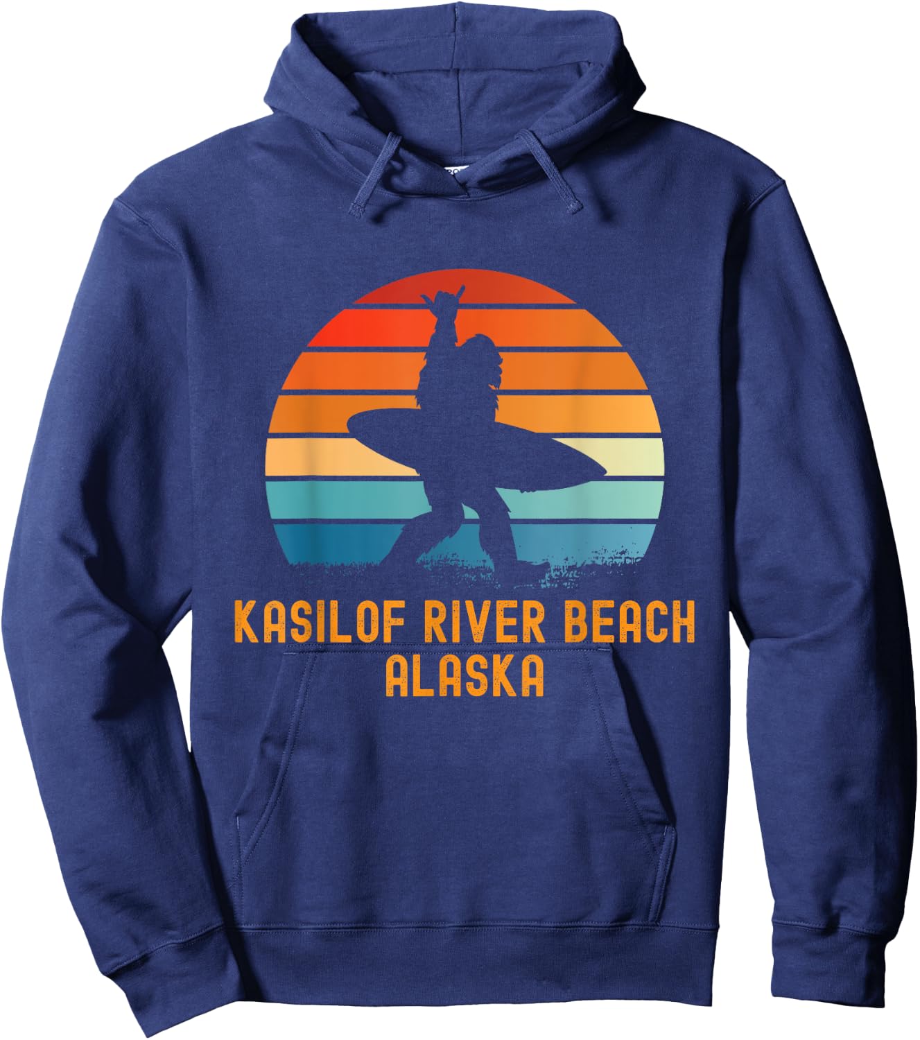 Kasilof River Beach - Alaska Sasquatch Souvenir Hoodie - Hoodie | Navy