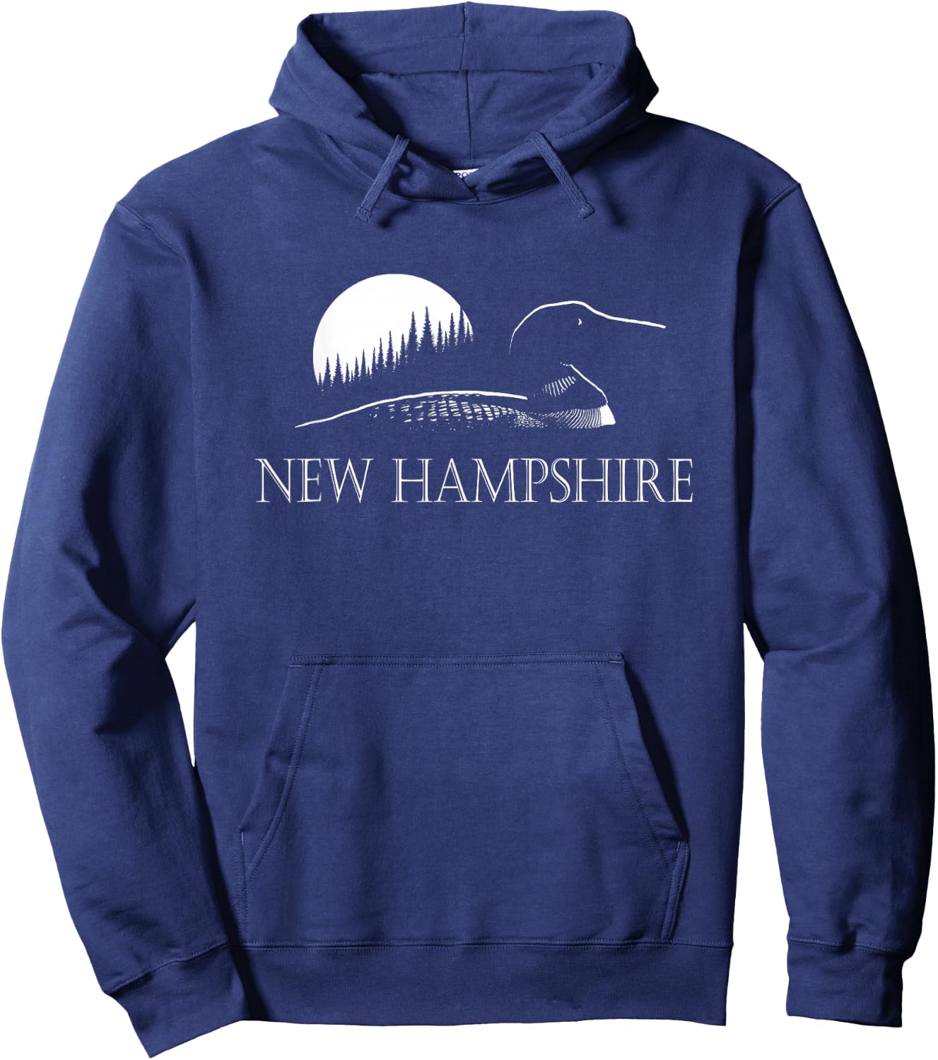 New Hampshire Loon In Moonlight And Forest Hoodie - Hoodie | Navy