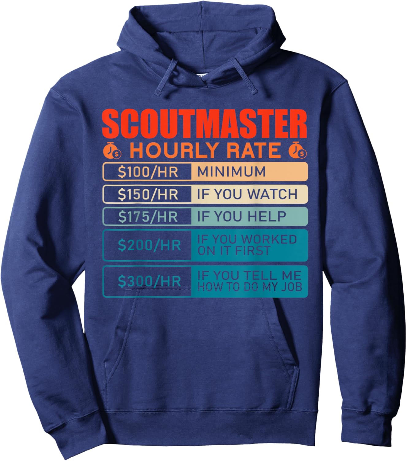Scoutmaster Vintage Hourly Rate Hoodie - Hoodie | Navy