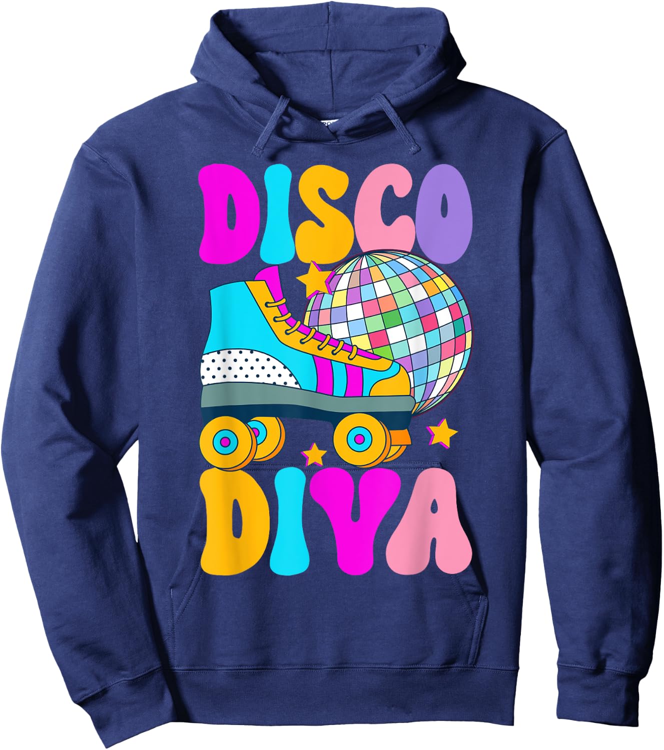 Roller Skating Disco Diva Skate Girl 70s Retro Hoodie - Hoodie | Navy