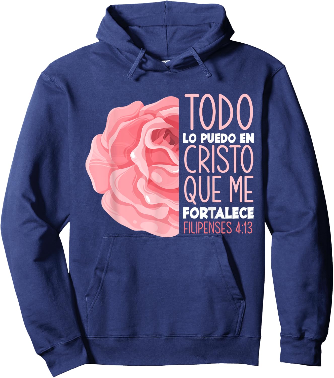 Spanish Bible Verse Filipenses 4:13 Christian Hoodie - Hoodie | Navy