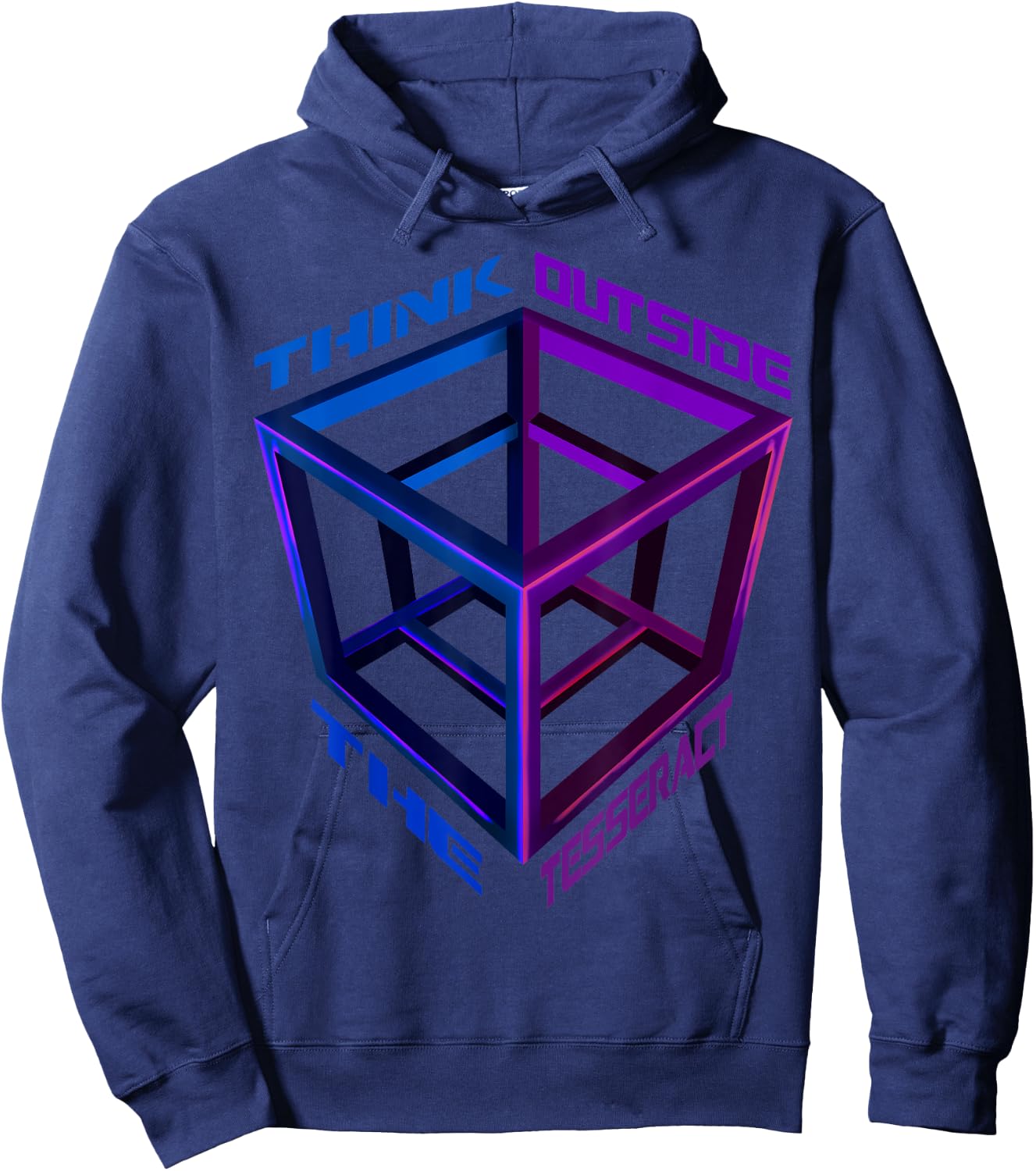 Think Outside The Tesseract Geometry Geek Cube Hoodie - Hoodie | Navy