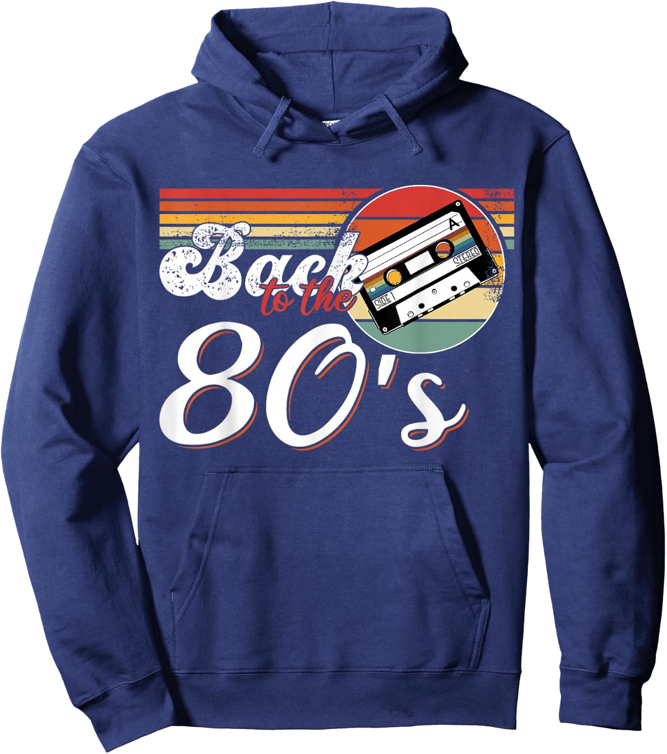 Eighties Back to the 80s Retro Cassette Hoodie - Hoodie | Navy