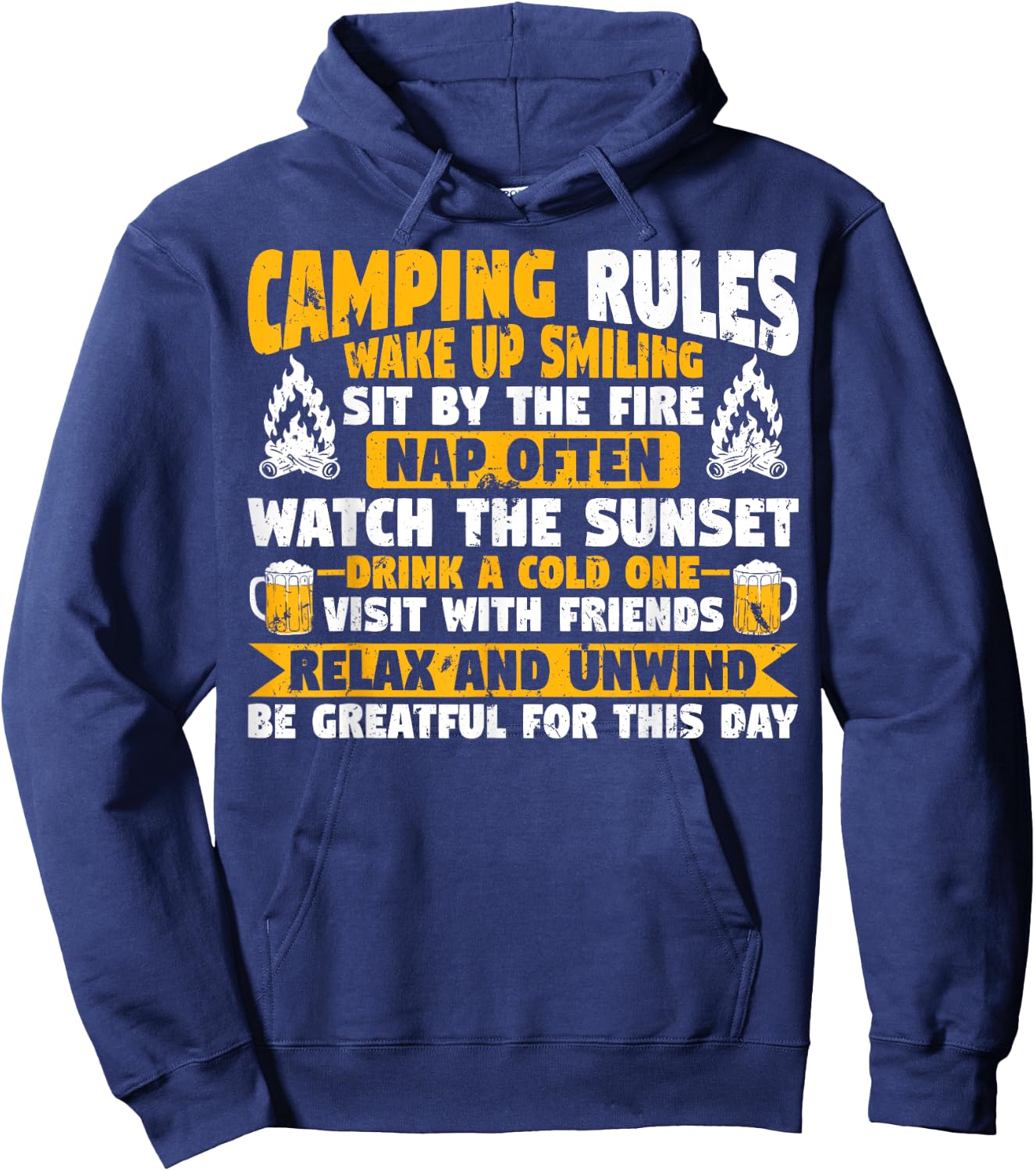 Motorhome Funny Camper Camping Rules Hoodie - Hoodie | Navy