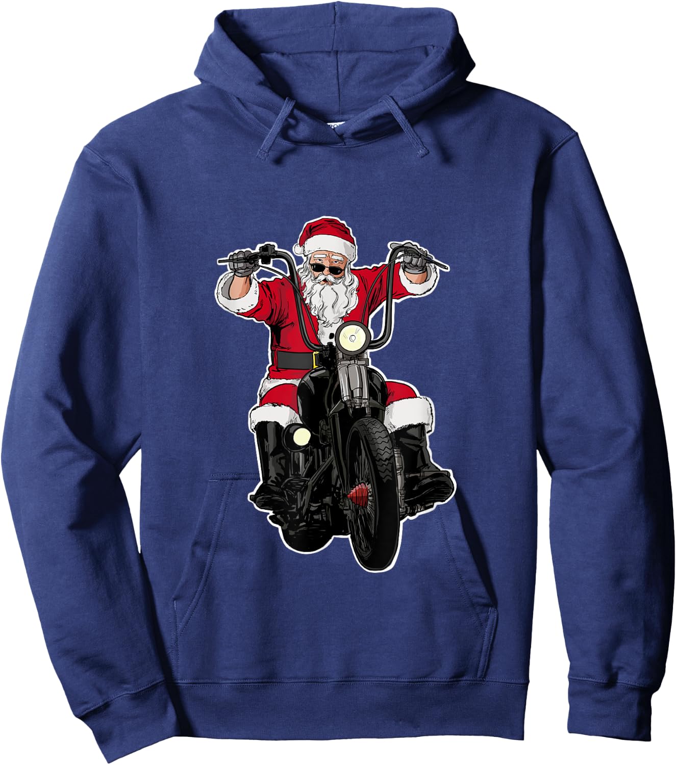 Biker Santa funny Santa on Motorcycle Hoodie - Hoodie | Navy