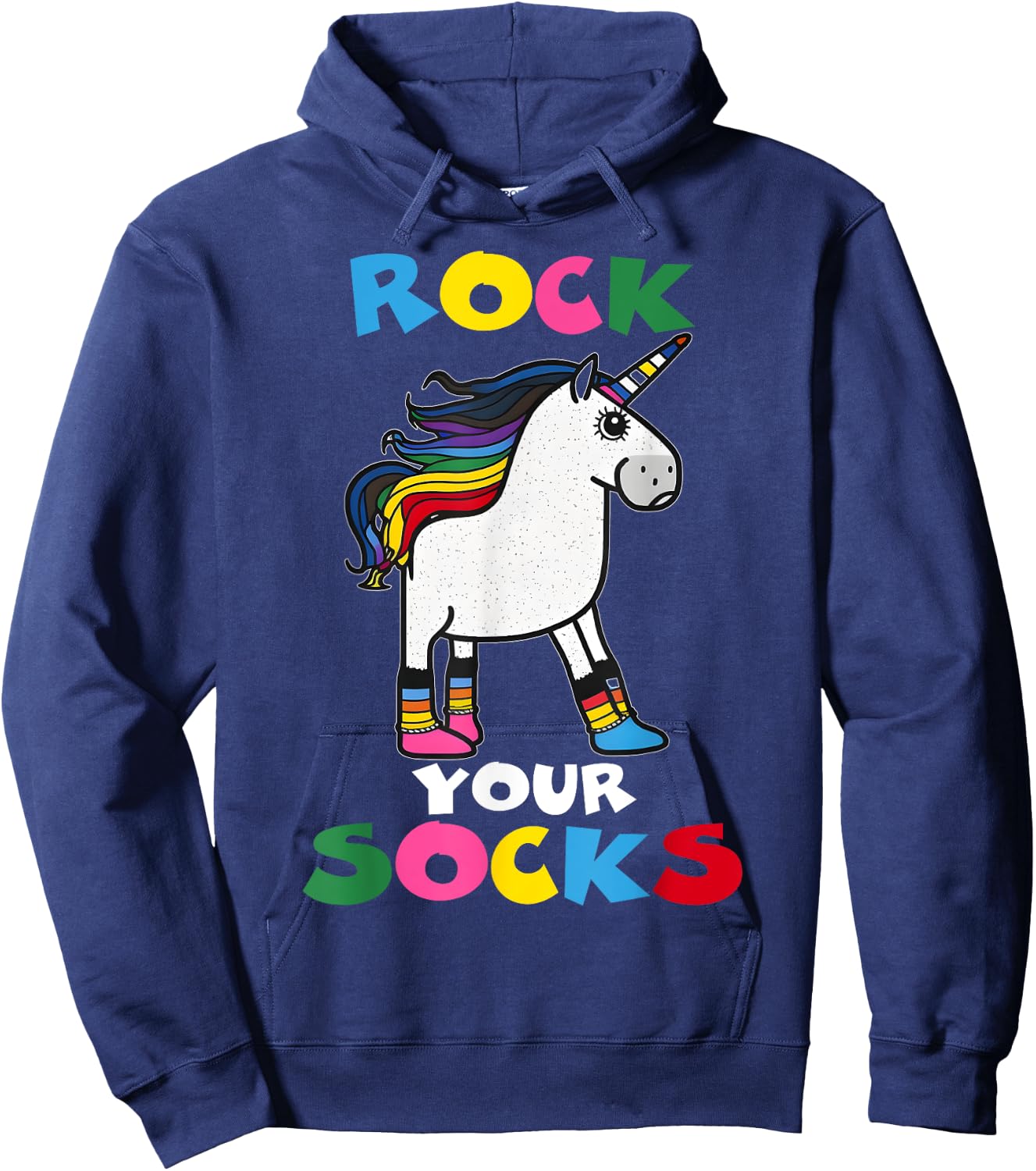 WORLD DOWN SYNDROME DAY Rock Your Socks Unicorn Hoodie - Hoodie | Navy