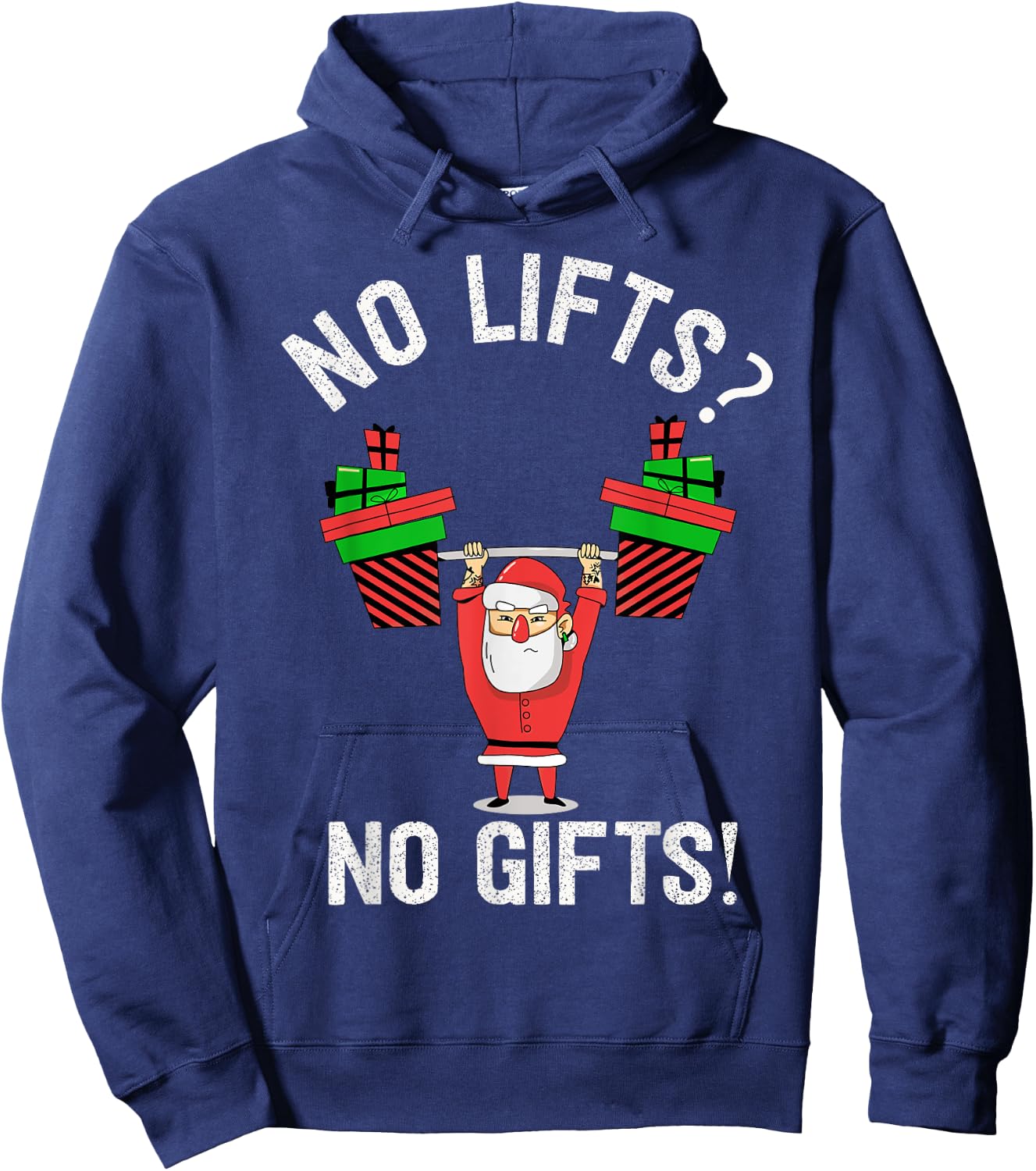 No Lifts No Gifts Christmas Gym Ugly Santa Hoodie - Hoodie | Navy