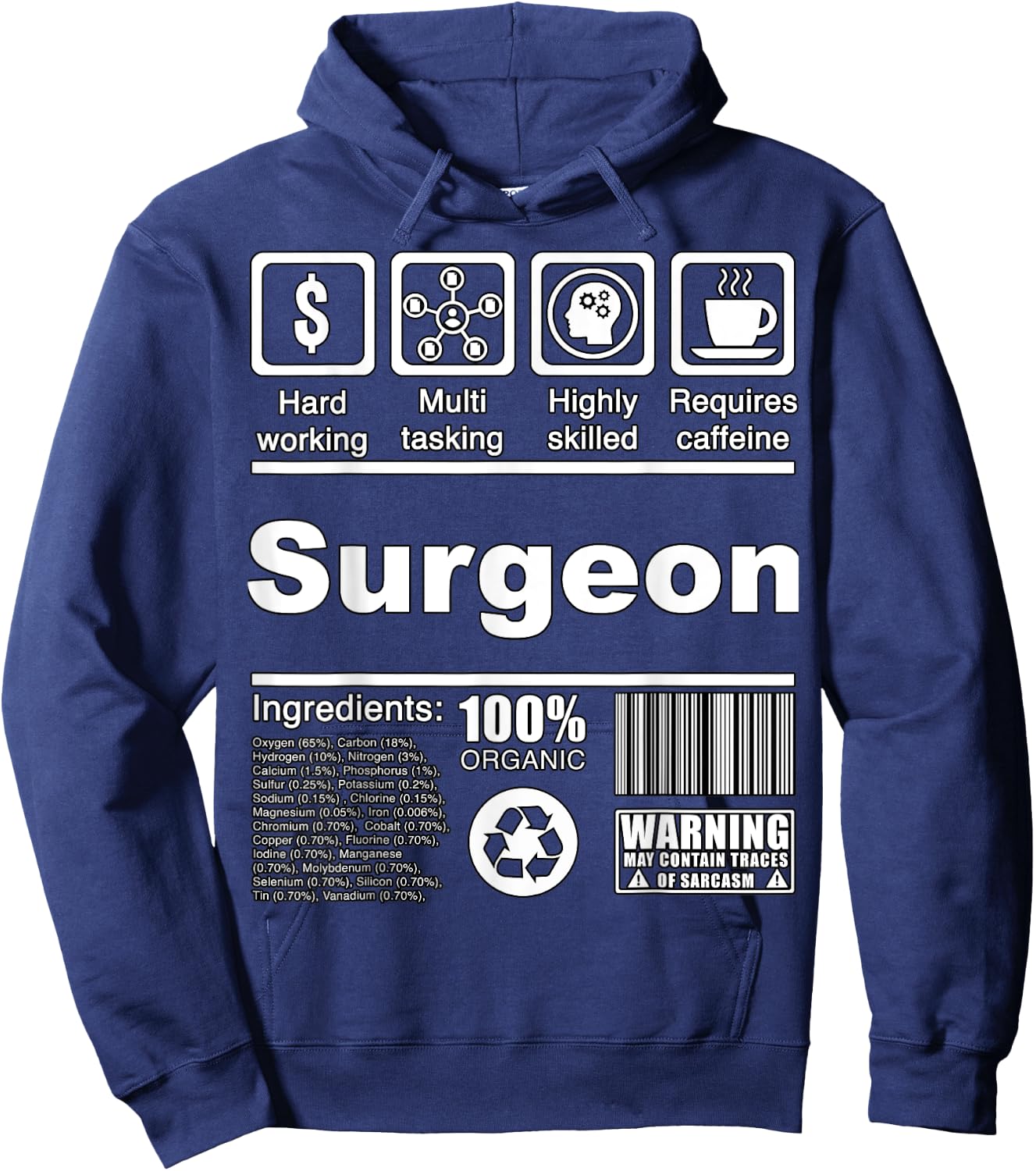 Surgeon Funny Nutritional Facts - For Surgeons Hoodie - Hoodie | Navy