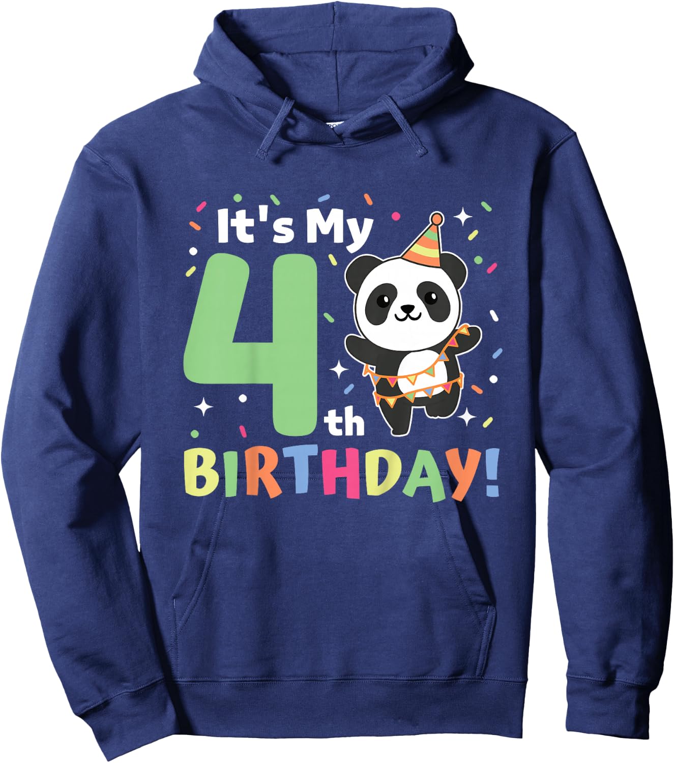 Panda 4th Birthday For Kids Four Year Old Panda Hoodie - Hoodie | Navy