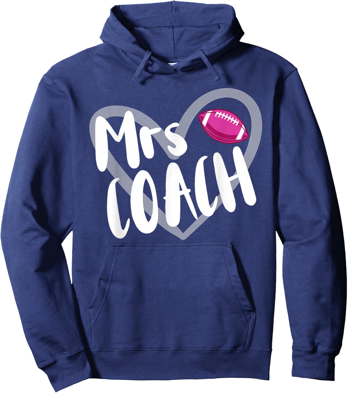 Funny Football Mrs Coach Wife Heart Hoodie - Hoodie | Navy