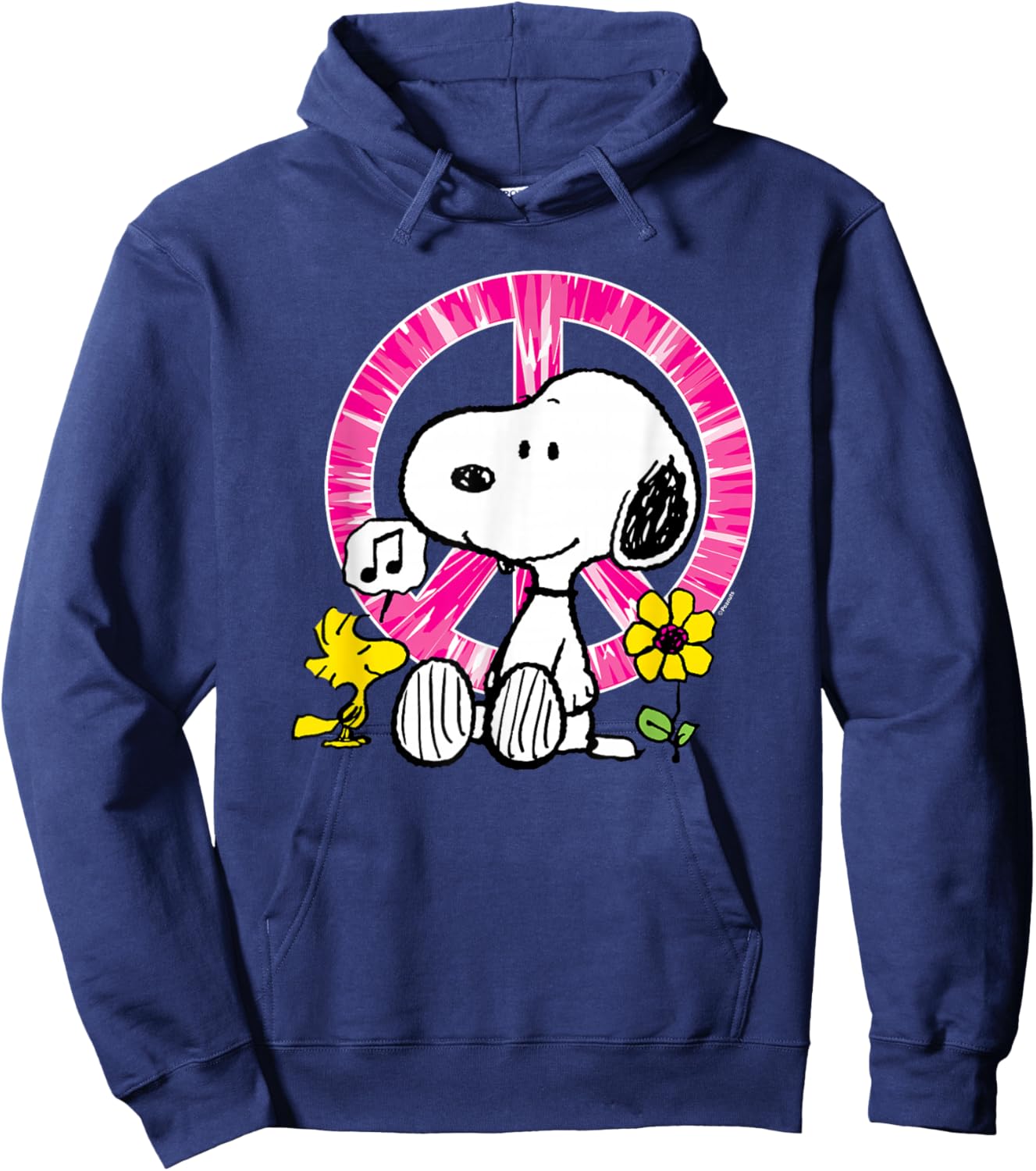 Peanuts - Snoopy Woodstock Peace Sign Hoodie - Hoodie | Navy