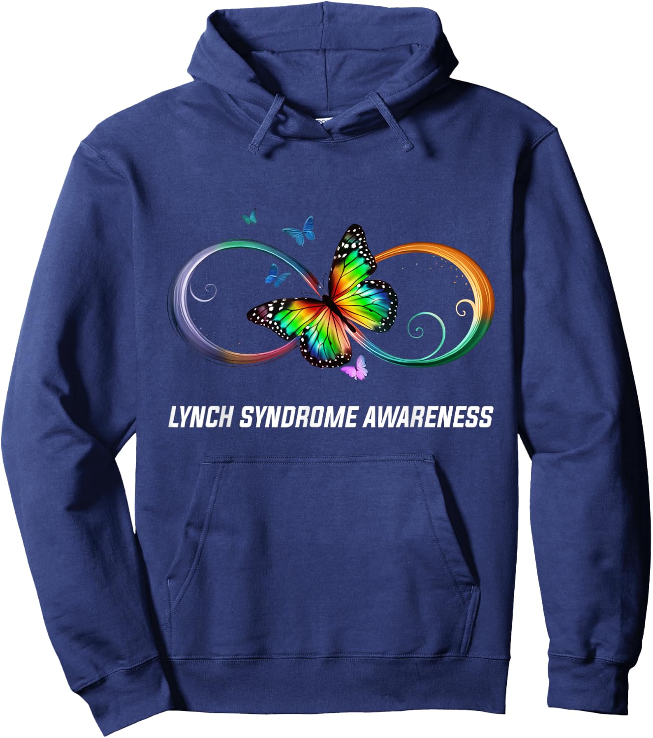 Infinity Butterfly Lynch Syndrome Awareness Hoodie - Hoodie | Navy