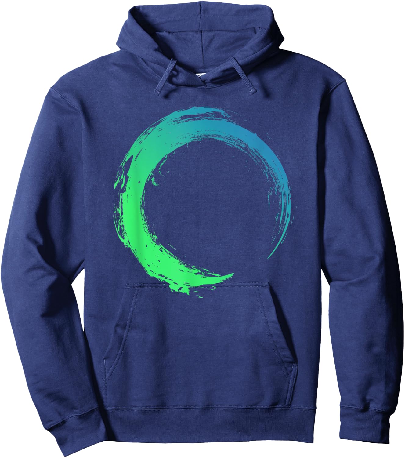 Colorful Ocean Water Enso Circle Brush Stroke Hoodie - Hoodie | Navy