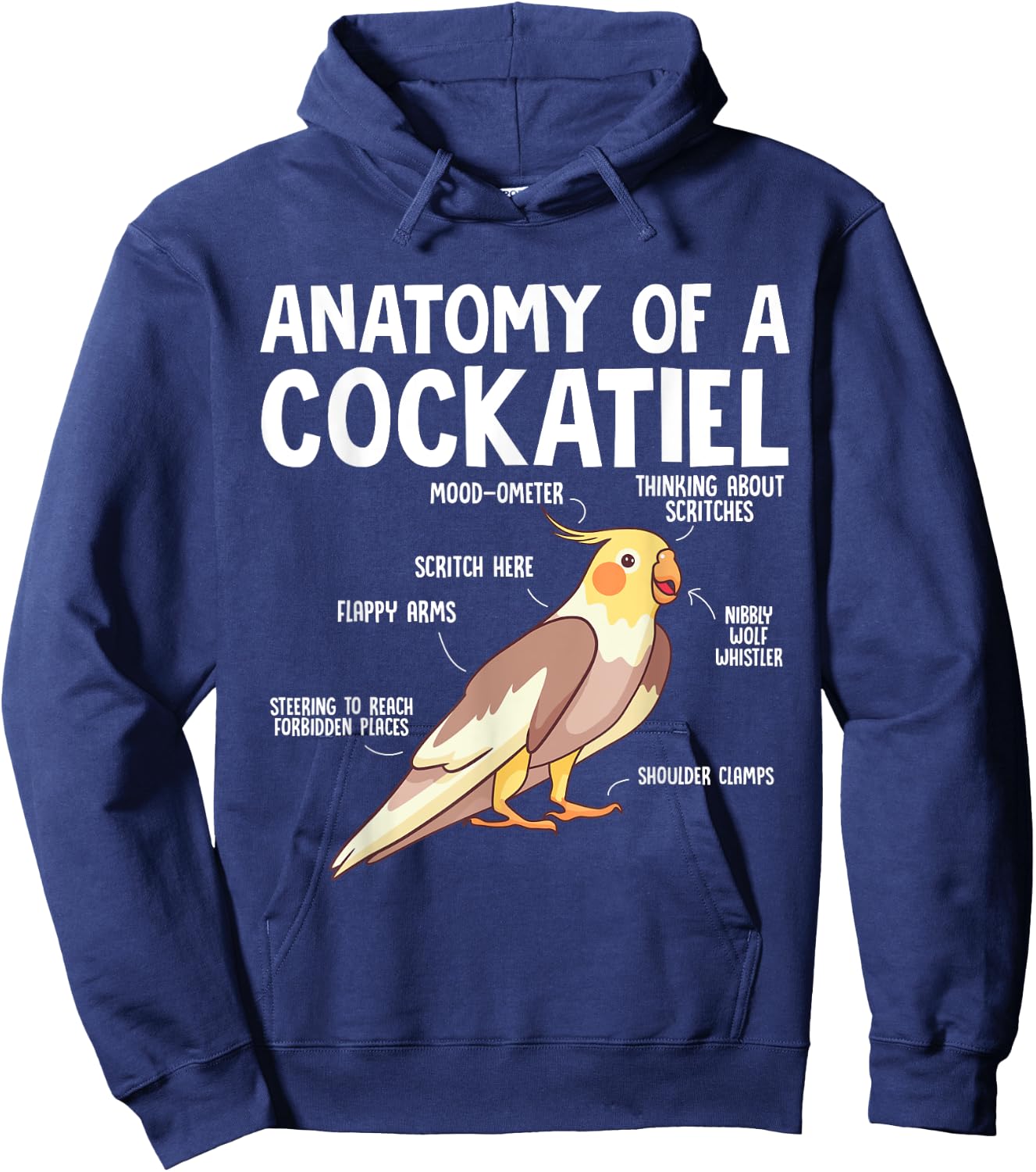 Cockatiel Parrot Bird Anatomy Of A Cockatiel Hoodie - Hoodie | Navy