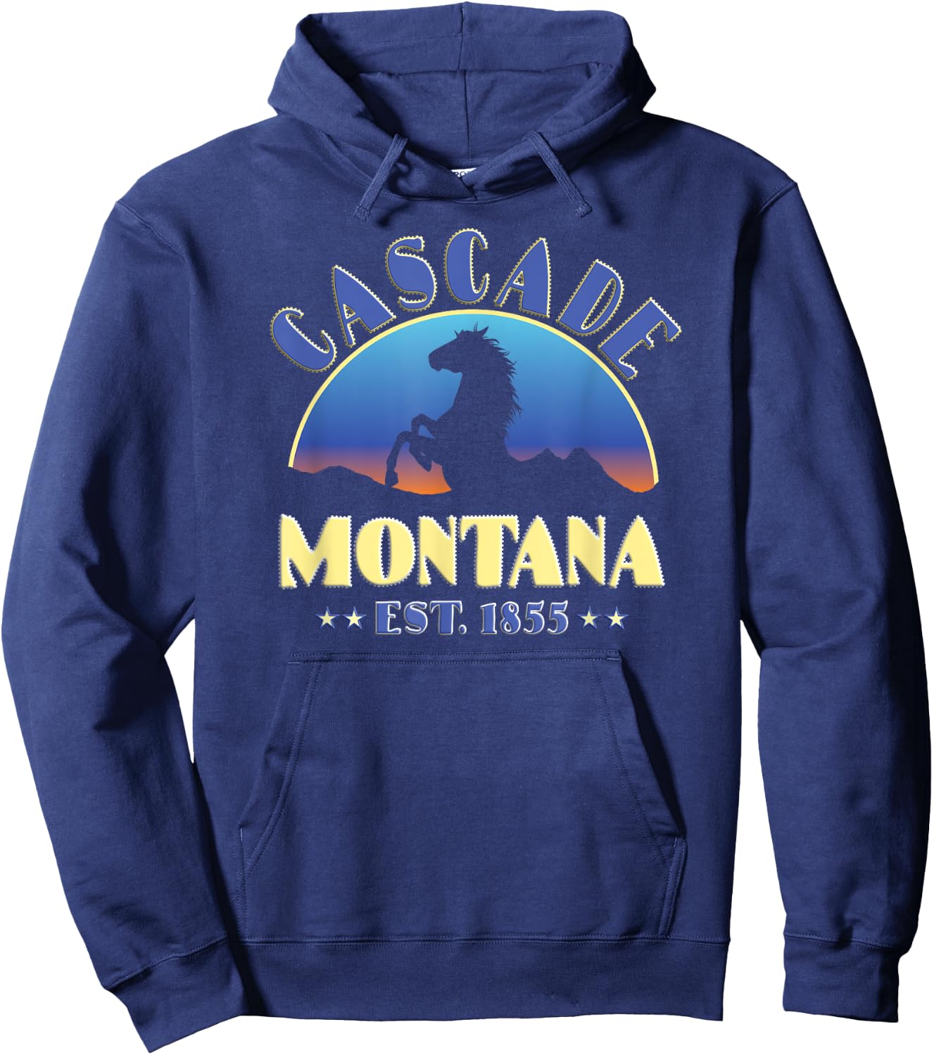 Cascade Montana MT Wild Horse Hoodie - Hoodie | Navy