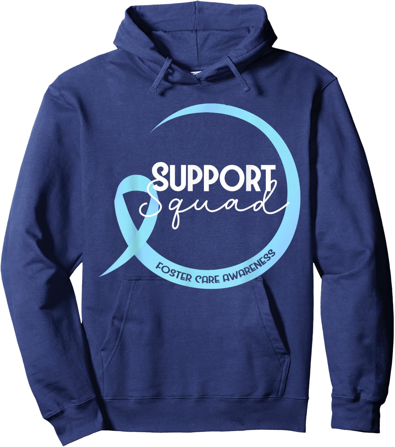 Foster Care Awareness Blue Ribbon Support Squad Hoodie - Hoodie | Navy