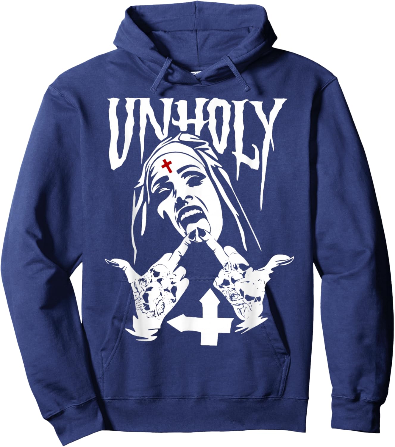 Satanic Nun Tattoos Unholy Satanism Gift Hoodie - Hoodie | Navy