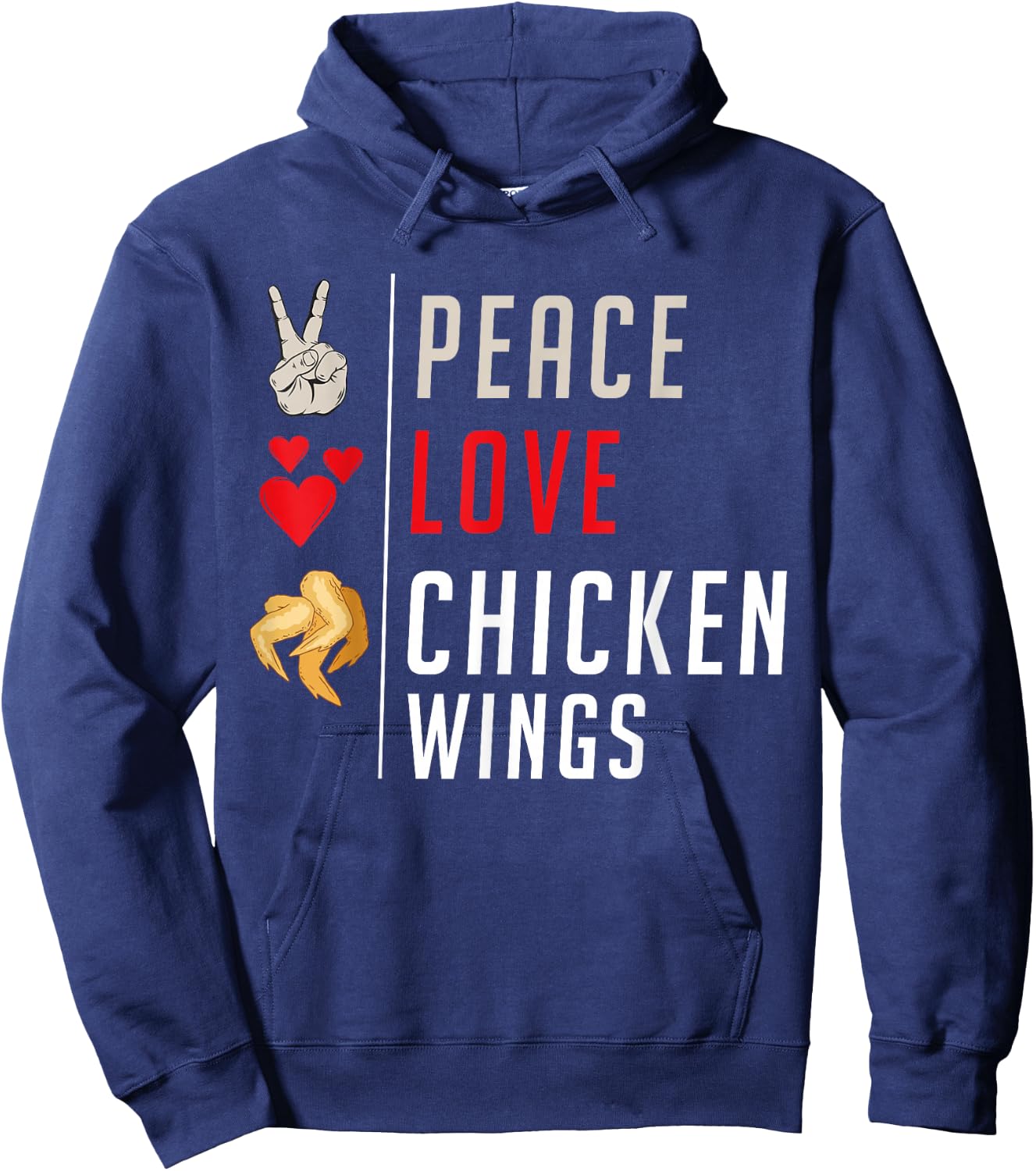 Peace Love Chicken Wings Hoodie - Hoodie | Navy