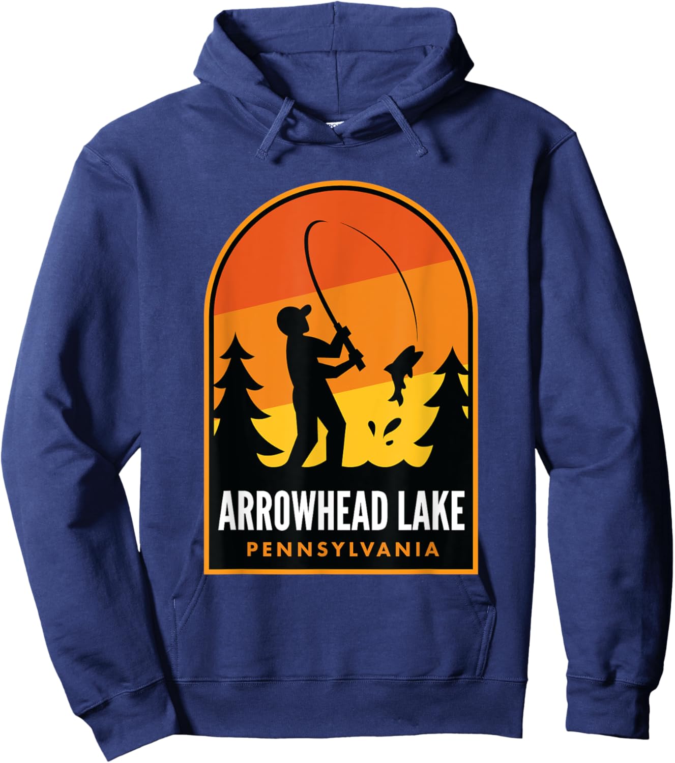 Arrowhead Lake Pennsylvania Fishing Hoodie - Hoodie | Navy