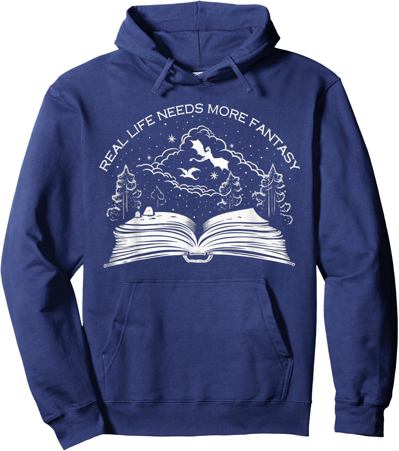 Real Life Needs More Fantasy - Bookworm Hoodie - Hoodie | Navy