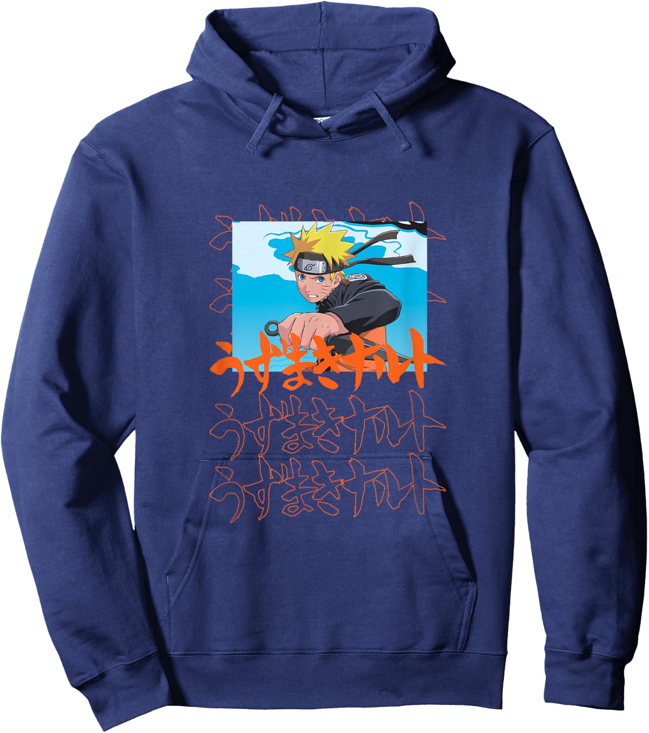 Naruto Shippuden Naruto with Kanji Hoodie - Hoodie | Navy