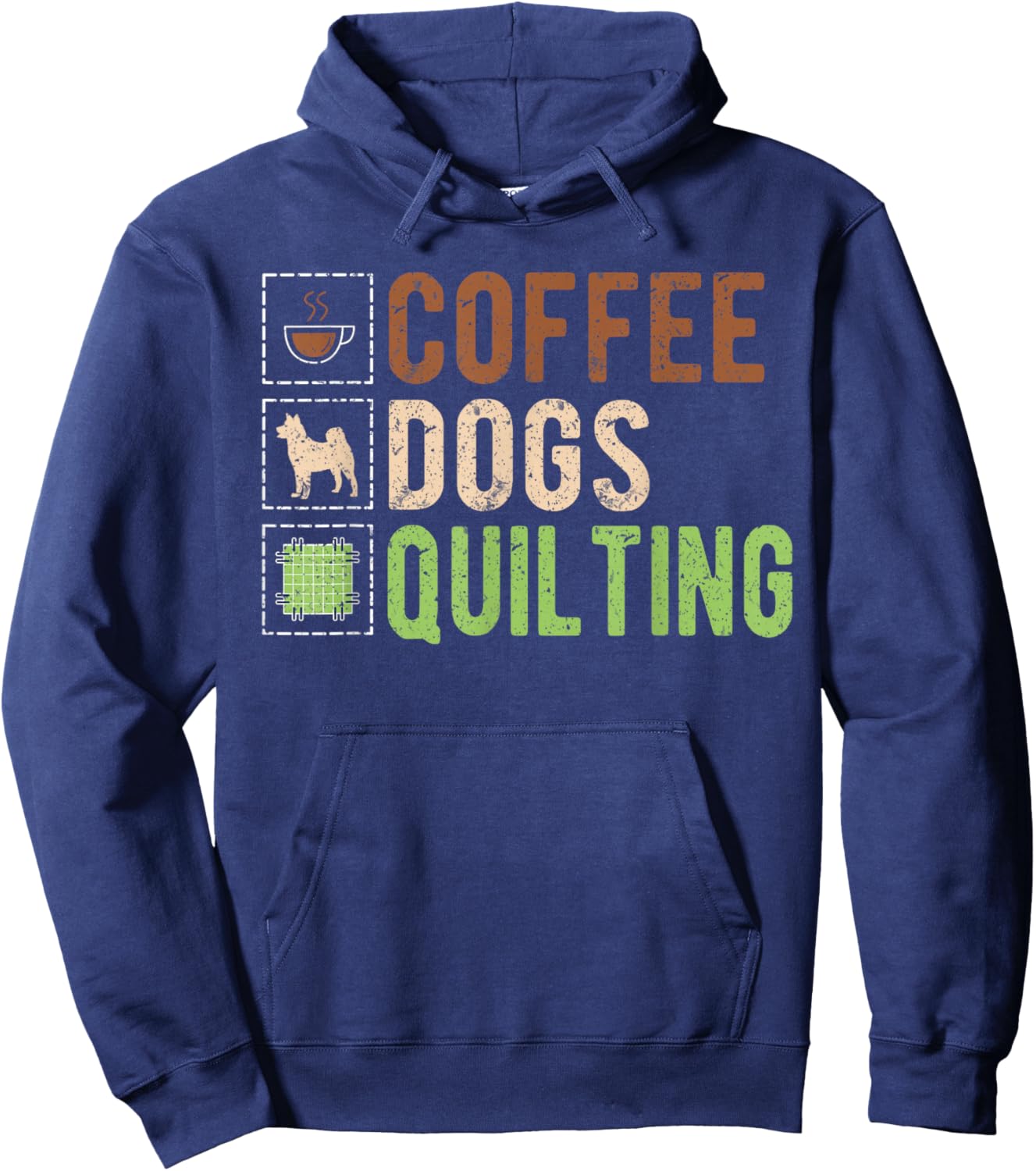 Coffee Dogs Quilting Hoodie - Hoodie | Navy